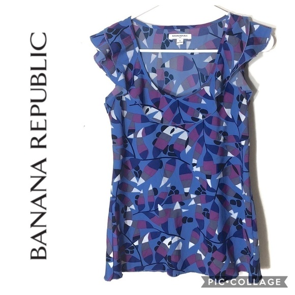 Banana Republic Blue Silky Blouse Small - Picture 1 of 6